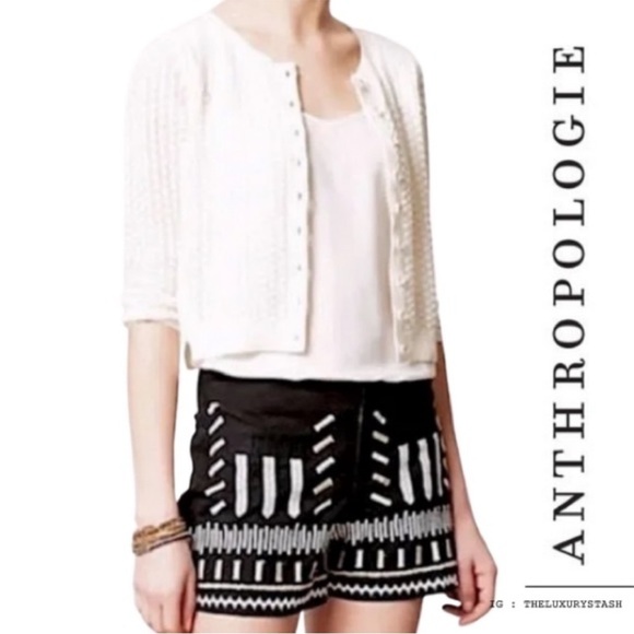 Anthropologie Pants - Anthropologie Chloe Oliver Black Embroidered Dash Dash Shorts Size 10
